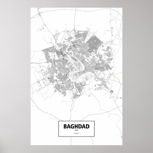 Bagdad, Irak (zwart op wit) Poster (Voorkant)