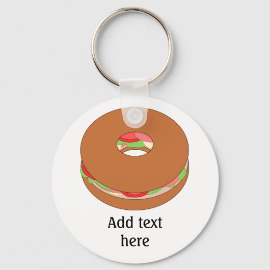 Bagel-afbeelding: Jouw tekst toevoegen voor een af Sleutelhanger (Voorkant)