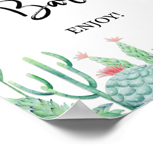 Bagel Bar Douche Teken Cactus Fiesta Party Poster (Hoek)