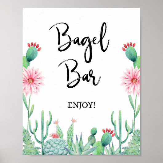 Bagel Bar Douche Teken Cactus Fiesta Party Poster (Voorkant)