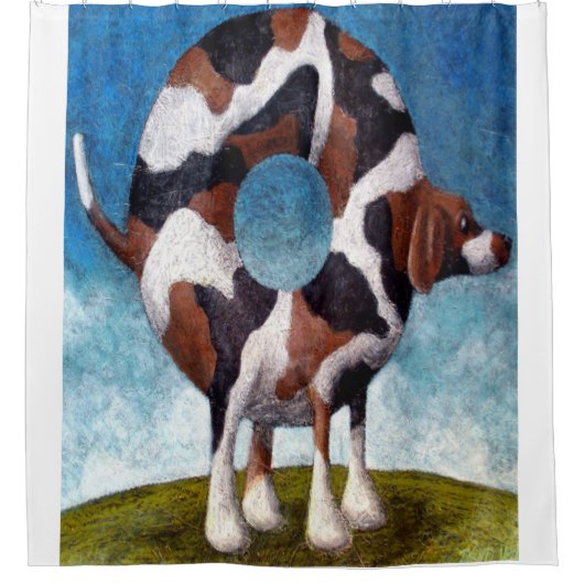 Bagel-Beagle schilderij cadeau Douchegordijn (Voorkant)