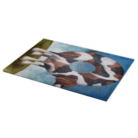 Bagel-Beagle schilderij cadeau Snijplank (Hoek)