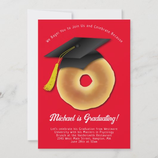 Bagel Breakfast Brunch Graduy Party Invitation Kaart (Voorkant)