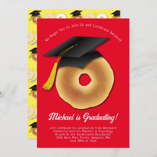 Bagel Breakfast Brunch Graduy Party Invitation Kaart (Voorkant / Achterkant)