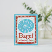 Bagel Briefkaart - Fun Blue Red Food Briefkaart (Staand voorkant)