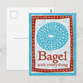 Bagel Briefkaart - Fun Blue Red Food Briefkaart (Voorkant / Achterkant)
