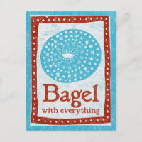 Bagel Briefkaart - Fun Blue Red Food Briefkaart