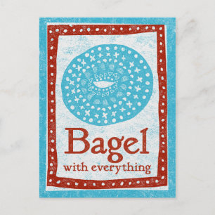 Bagel Briefkaart - Fun Blue Red Food Briefkaart