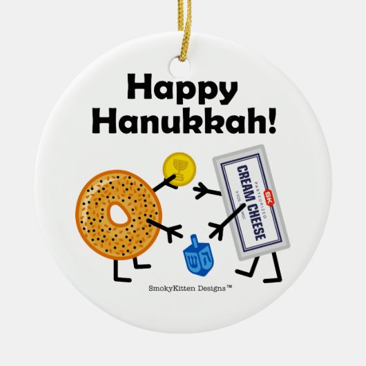 Bagel & Cream Cheese - Happy Hanukkah! Keramisch Ornament (Voorkant)