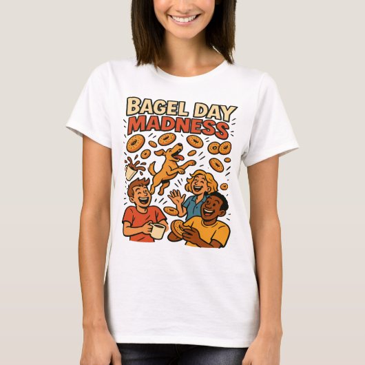 Bagel Day Madness Grappige Retro Art T-shirt (Voorkant)