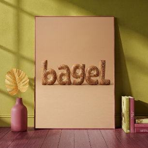 Bagel Gezaaid Letters Voedsel Typografie Keuken ca Poster