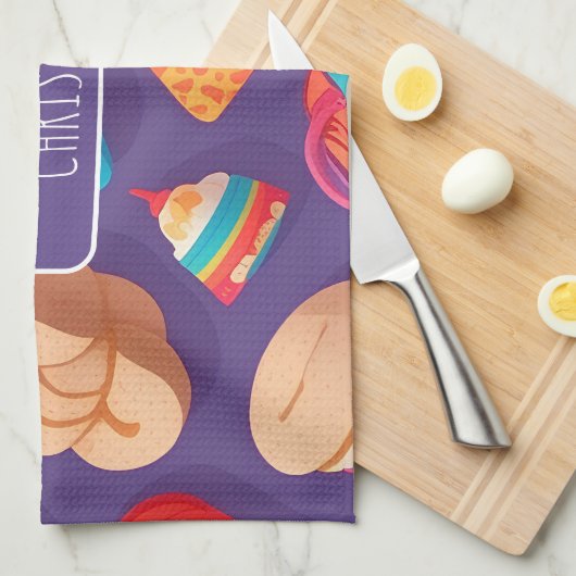 Bagel Kleurrijk Gepersonaliseerd Patroon Theedoek (Quarter Fold)