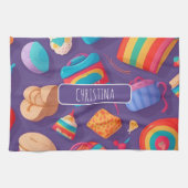 Bagel Kleurrijk Gepersonaliseerd Patroon Theedoek (Horizontaal)