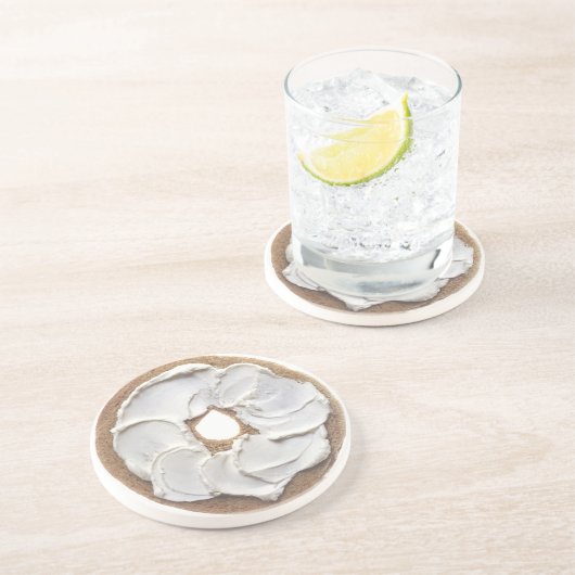 Bagel met Cream Cheese Zandsteen Onderzetter (Zijkant)