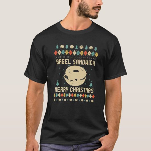 BAGEL SANDWICH Ugly Christmas Sweater Vinatge Retr T-shirt (Voorkant)