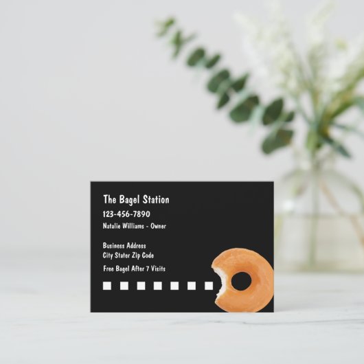 Bagel Shop Loyalty Sjabloon Visitekaartjes (Staand voorkant)