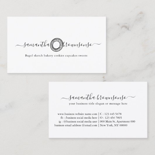Bagel sketch bakkerij koekjes cupcakes visitekaartje (Voorkant / Achterkant)