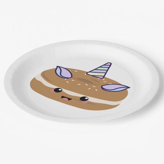 Bagel Unicorn Bagel Buddies Papieren Bordje (Gekanteld)