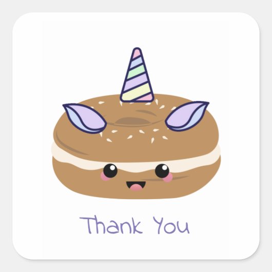 Bagel Unicorn Bagel Buddies Vierkante Sticker (Voorkant)