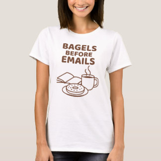 Bagels voor e-mails Grappige lijnkunst T-shirt