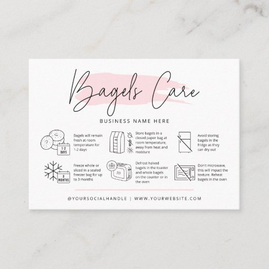 Bagels Zorggids Roze Waterverf Brood Bakkerij Visitekaartje (Voorkant)