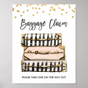 Baggage Claim Sign Reis douche Miss to Mrs Favor Poster