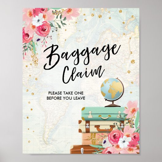 Baggage Claim Sign Reis douche Miss to Mrs Favor Poster (Voorkant)