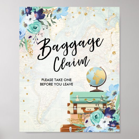 Baggage Claim Sign Reis douche Miss to Mrs Favor Poster (Voorkant)