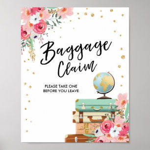 Baggage Claim Sign Reis douche Miss to Mrs Favor Poster