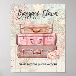 Baggage Claim Sign Reis douche Miss to Mrs Favor Poster