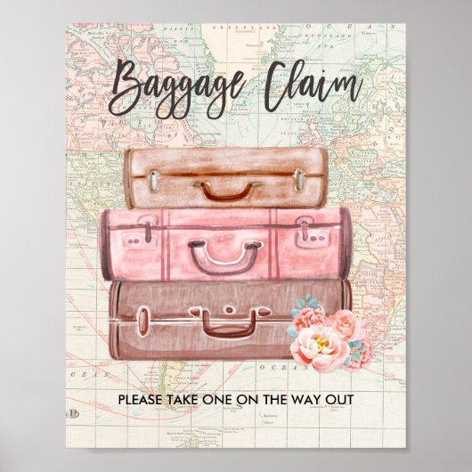 Baggage Claim Sign Reis douche Miss to Mrs Favor Poster (Voorkant)
