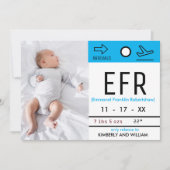 Baggage Claim Ticket Cute Baby Boy Birth Aankondiging (Voorkant)