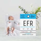 Baggage Claim Ticket Cute Baby Boy Birth Aankondiging (Staand voorkant)