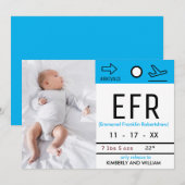 Baggage Claim Ticket Cute Baby Boy Birth Aankondiging (Voorkant / Achterkant)