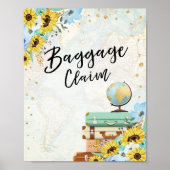 Baggage Claim Travel Adventure Blue Sunflower Poster (Voorkant)