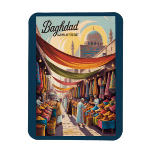 Baghdad Irak Illustratie Reis Kunst Vintage Magneet
