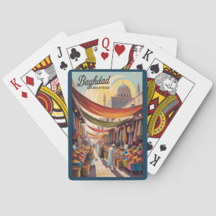 Baghdad Irak Illustratie Reis Kunst Vintage Pokerkaarten