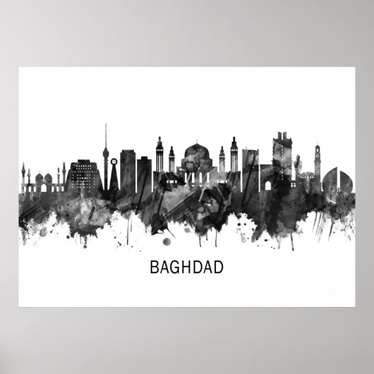 Baghdad Irak Skyline BW Poster (Voorkant)