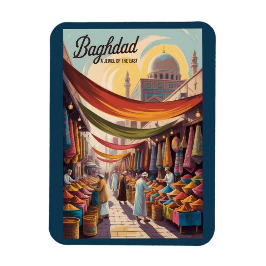 Baghdad Iraq Illustration Travel Art Vintage Magneet (Verticaal)