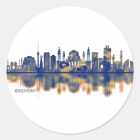Baghdad Skyline Ronde Sticker (Voorkant)