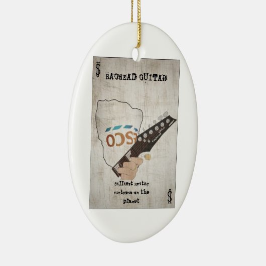Baghead gitaar kerstboomversiering keramisch ornament (Rechts)