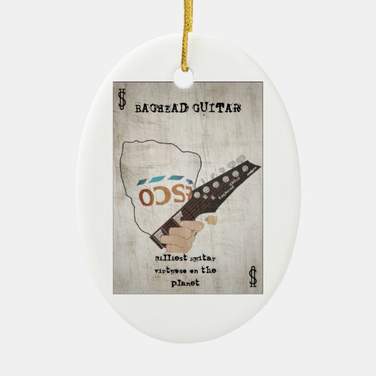 Baghead gitaar kerstboomversiering keramisch ornament (Voorkant)