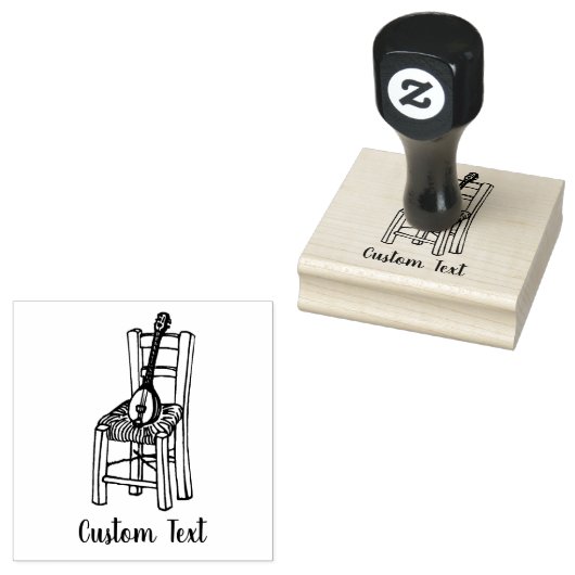 Baglama op Stoel Rubber Stempel (Gestempeld)