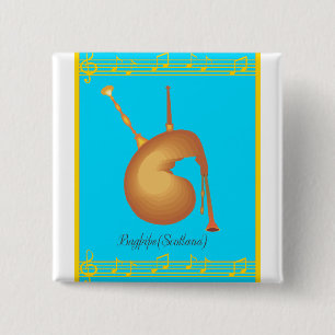 bagpijp vierkante button 5,1 cm