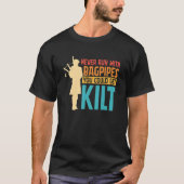 Bagpipe Bagpiper nooit rennen met Bagpipes T-shirt (Voorkant)