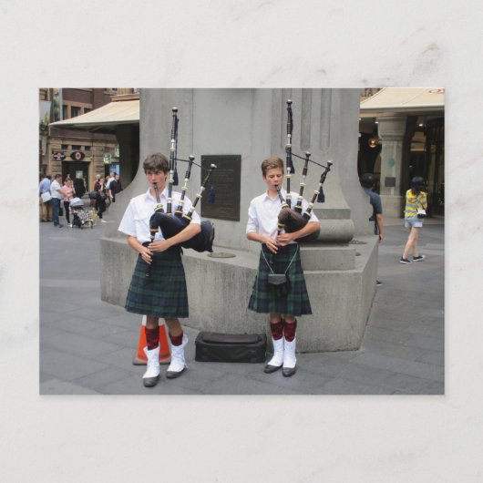 Bagpipe Buskers op QVB Briefkaart (Voorkant)