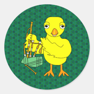 Bagpipe Chick Ronde Sticker