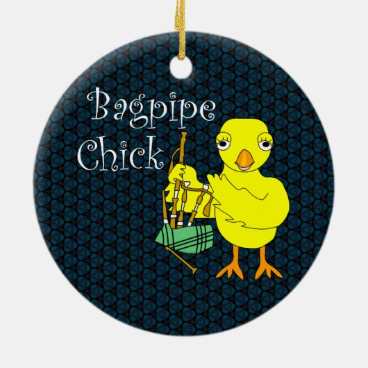 Bagpipe Chick Tekst Keramisch Ornament (Achterkant)