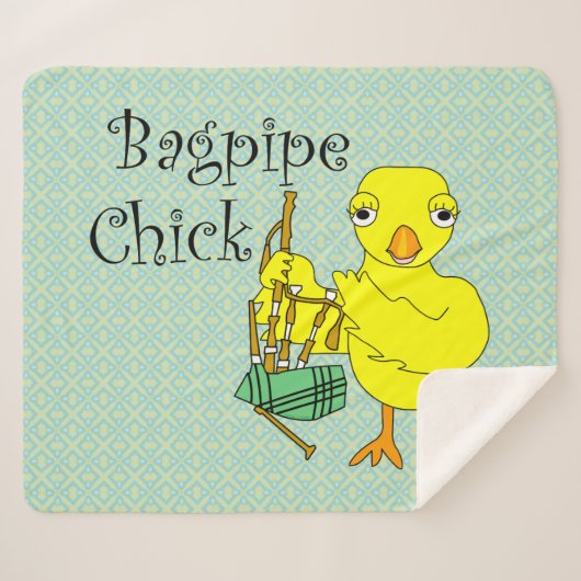 Bagpipe Chick Tekst Sherpa Deken (Voorkant (horizontaal))