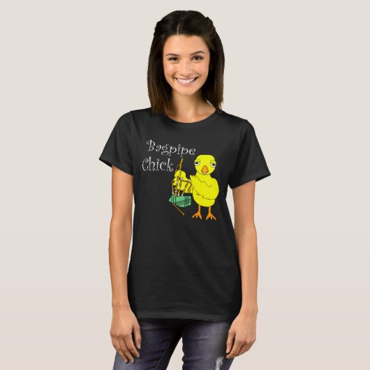 Bagpipe Chick Tekst T-shirt (Voorkant volledig)